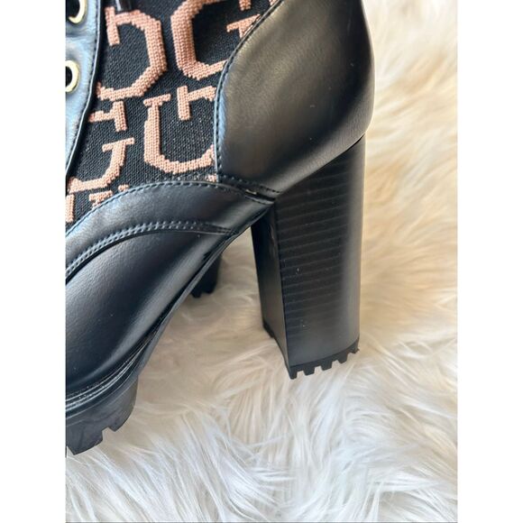 Guess black Logo Chunky Heel combat Lace-up Platform Ankle Boots Size 6M y2k - Picture 4 of 5